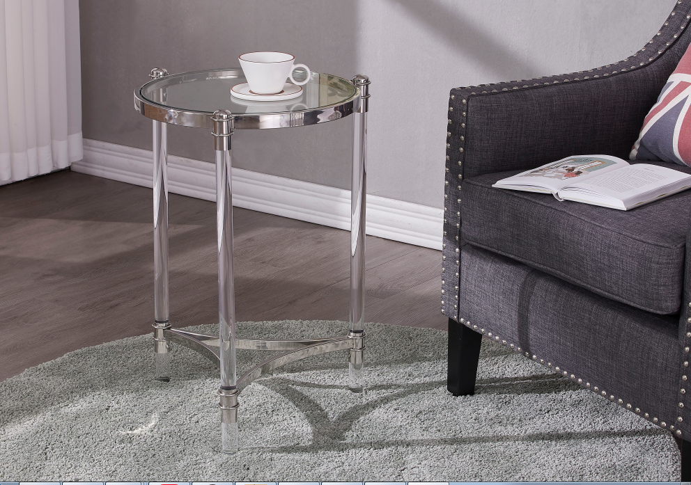  clear acrylic round side table stylish end table with stainless steel